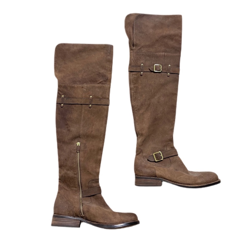 Vince Camuto Over The Knee Brown Nubuck Leather Boots 8.5